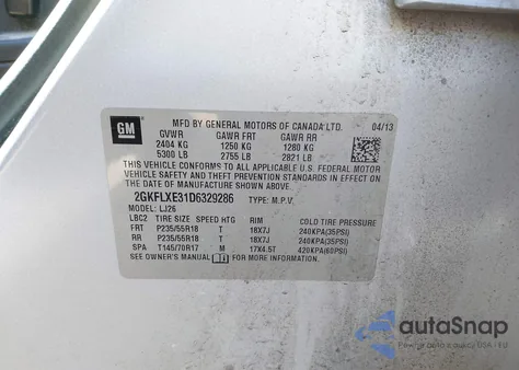 2013 GMC Terrain Slt-2 z USA, uszkodzony, nr VIN 2GKFLXE31D6329286